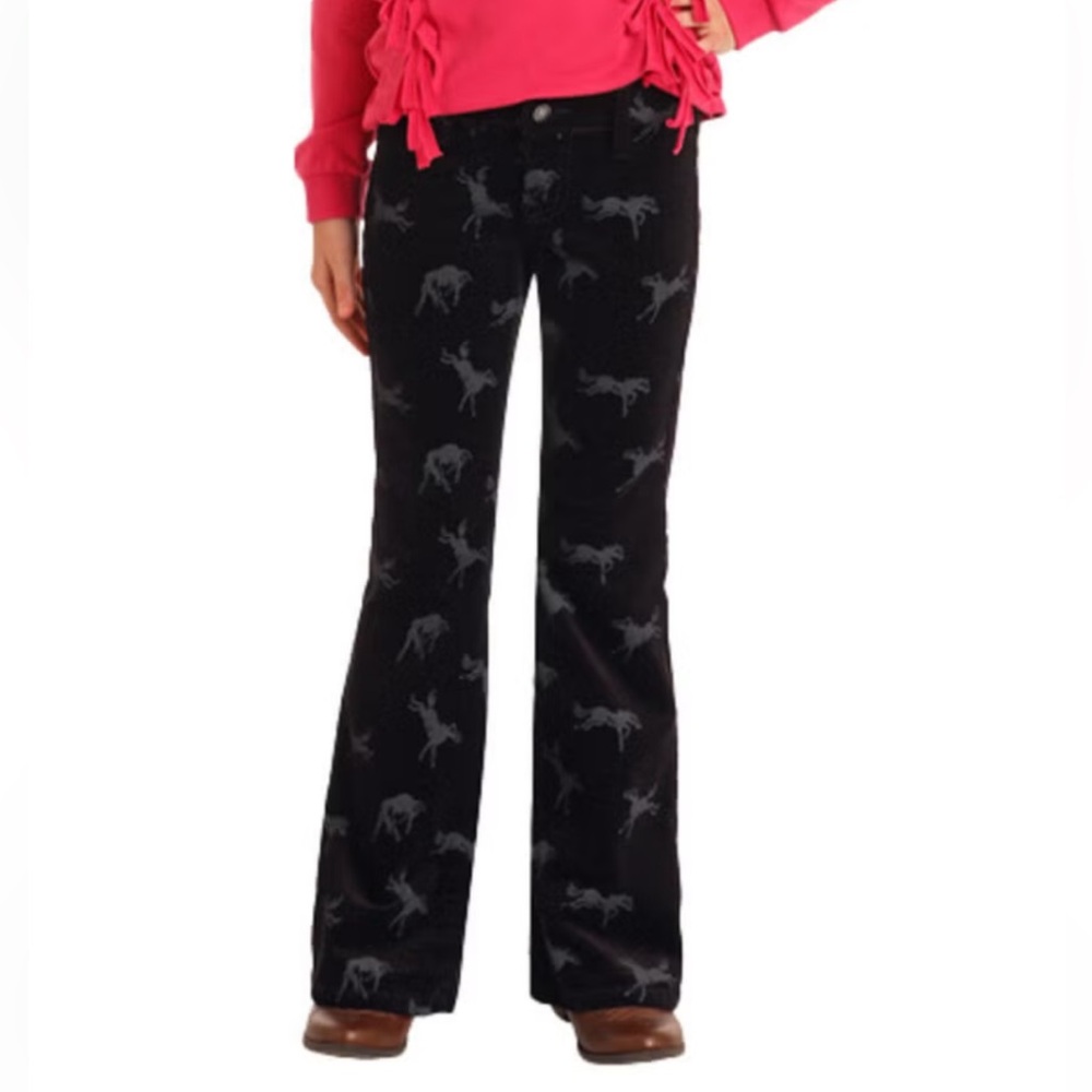 ROCK & ROLL DENIM GIRLS' RODEO PRINT CORDUROY BOOTCUT JEANS